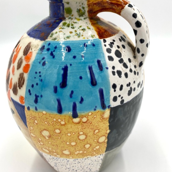 Vintage Ceramic Vase Jug 1986 multi color With Handle. - Picture 5 of 10